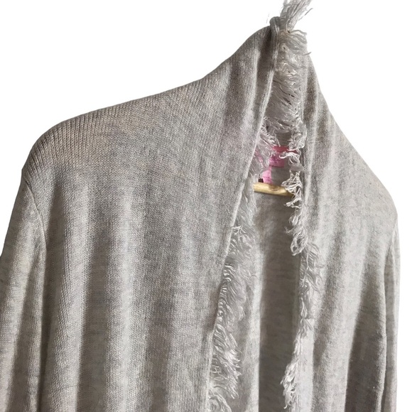 Lilly Pulitzer Medium Gray Bridget Open Cardigan Fringe Cashmere Blend Cardigan - Picture 2 of 9